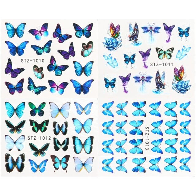 4pcs/Set Leaf Flowers Water Nail Decals Stickers Abstract Floral Sliders Manicure Nail Art Decorations for Summer TRSTZ1137-1180