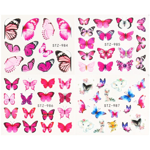 4pcs/Set Leaf Flowers Water Nail Decals Stickers Abstract Floral Sliders Manicure Nail Art Decorations for Summer TRSTZ1137-1180