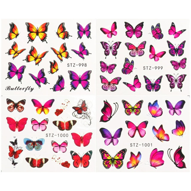 4pcs/Set Leaf Flowers Water Nail Decals Stickers Abstract Floral Sliders Manicure Nail Art Decorations for Summer TRSTZ1137-1180