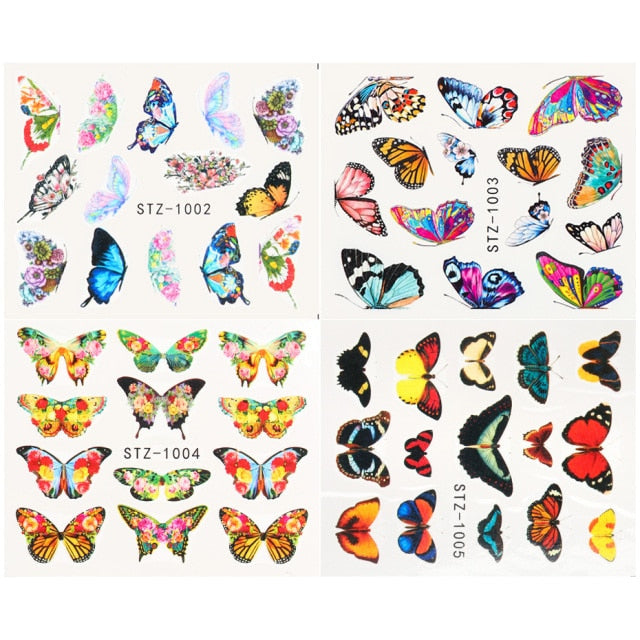 4pcs/Set Leaf Flowers Water Nail Decals Stickers Abstract Floral Sliders Manicure Nail Art Decorations for Summer TRSTZ1137-1180
