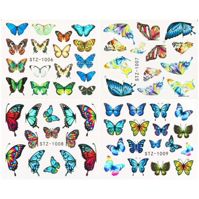 4pcs/Set Leaf Flowers Water Nail Decals Stickers Abstract Floral Sliders Manicure Nail Art Decorations for Summer TRSTZ1137-1180
