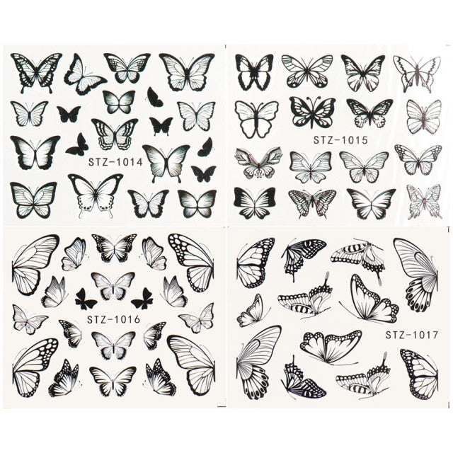 4pcs/Set Leaf Flowers Water Nail Decals Stickers Abstract Floral Sliders Manicure Nail Art Decorations for Summer TRSTZ1137-1180
