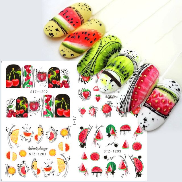 4pcs/Set Leaf Flowers Water Nail Decals Stickers Abstract Floral Sliders Manicure Nail Art Decorations for Summer TRSTZ1137-1180
