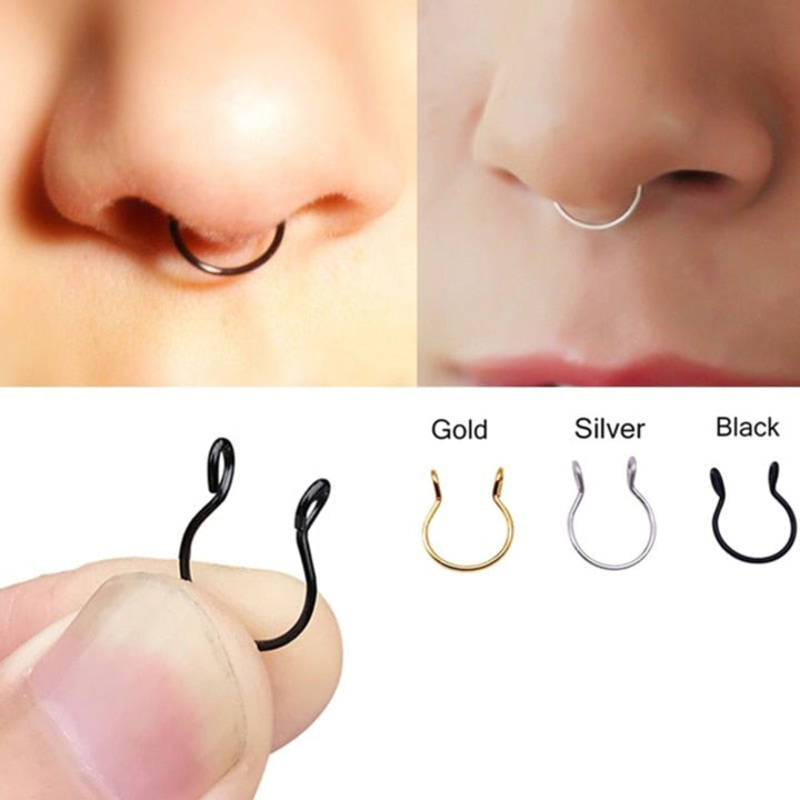 Fake Septum Nose Hoop Rings Stainless Steel Faux Lip Ear Nose Septum Ring Non Piercing Clip On Nose Hoop Rings Body Piercing