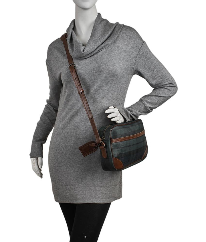 Ralph Lauren Brown & Green Coated Canvas Shoulder Bag