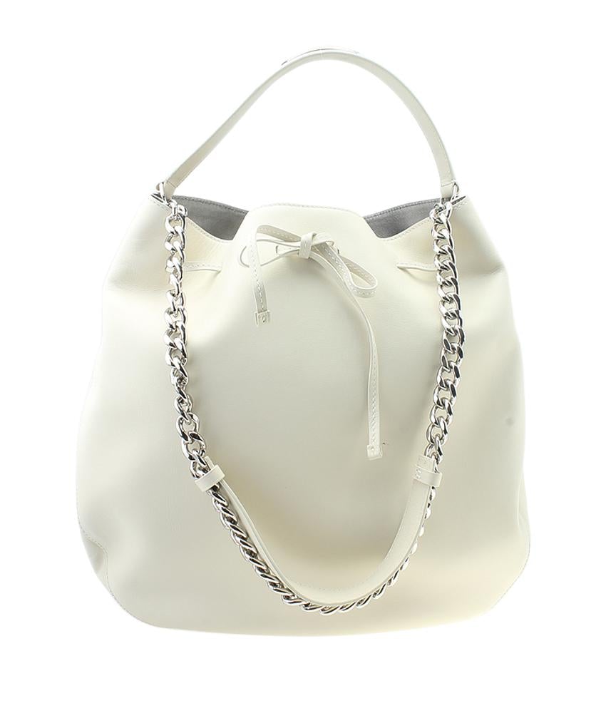 Ralph Lauren Drawstring Hobo White Leather 2-Way Bag