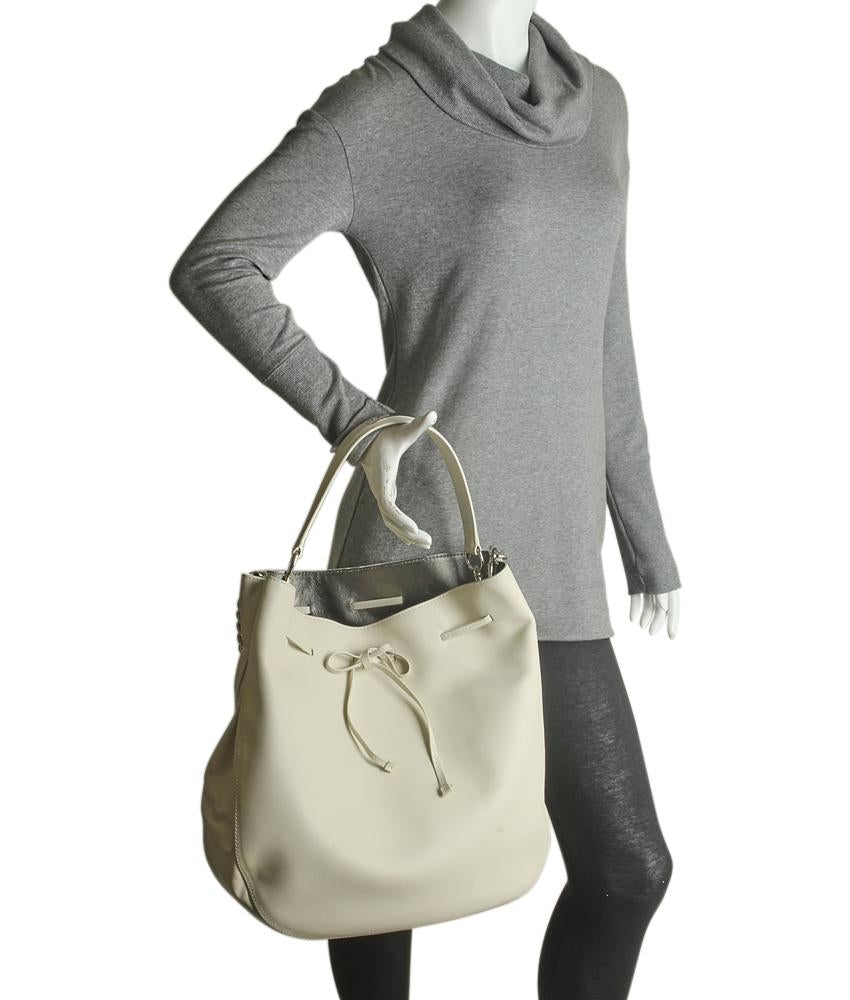Ralph Lauren Drawstring Hobo White Leather 2-Way Bag