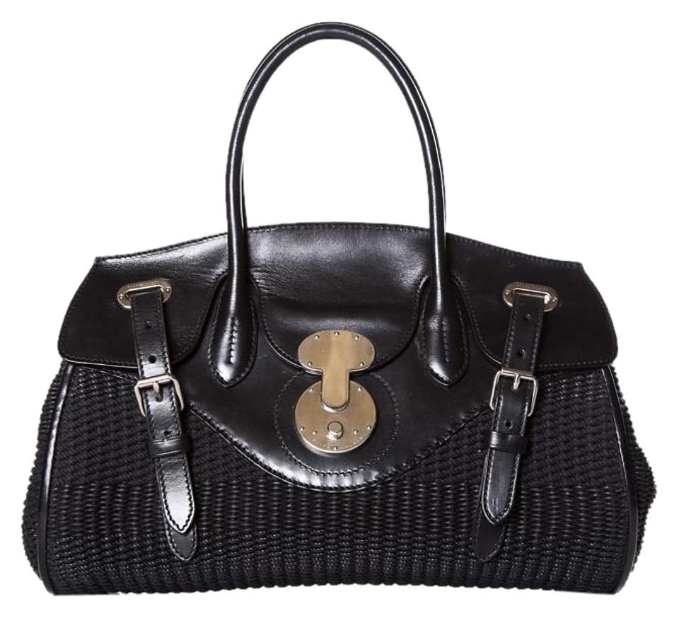 Ralph Lauren Handle Black Leather Tote