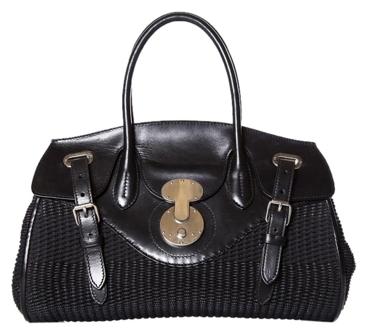 Ralph Lauren Handle Black Leather Tote