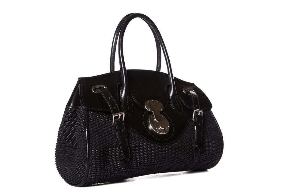 Ralph Lauren Handle Black Leather Tote