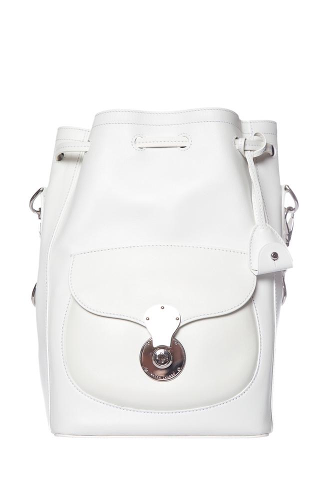Ralph Lauren Off Ricky Handle White Leather Tote