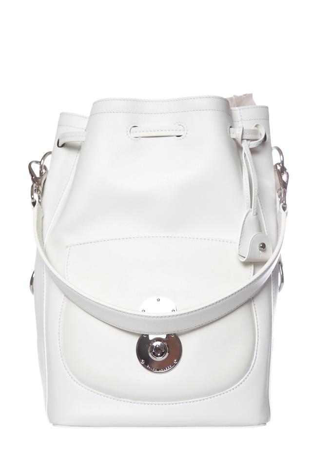 Ralph Lauren Off Ricky Handle White Leather Tote