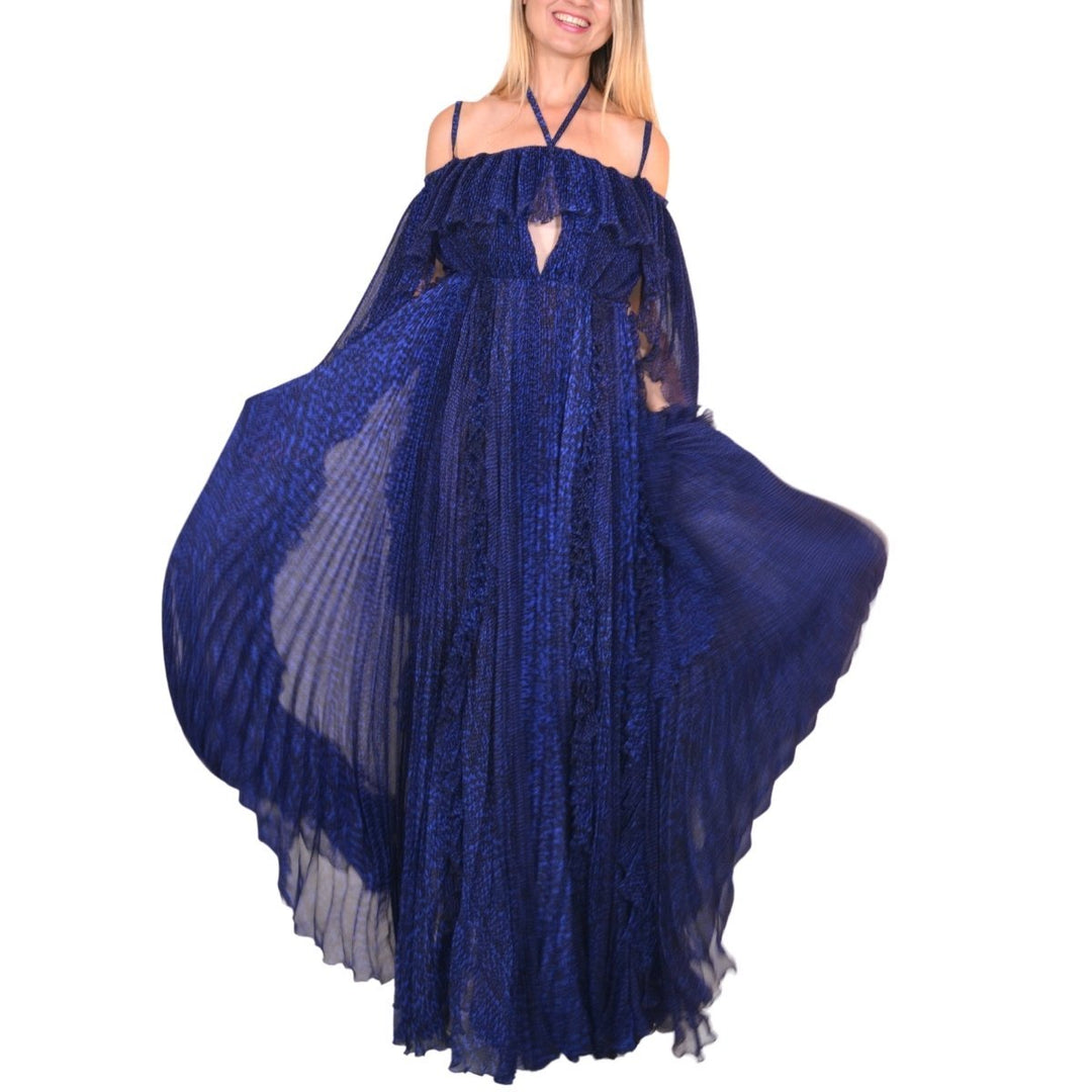 Blue Silk Ball Cape Gown