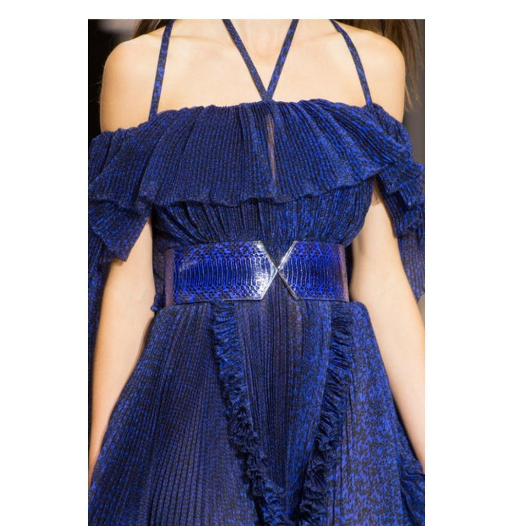 Blue Silk Ball Cape Gown