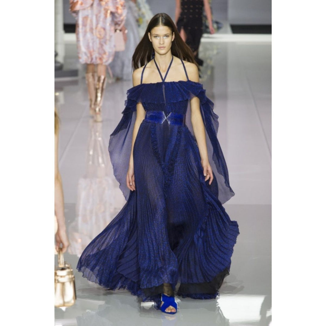 Blue Silk Ball Cape Gown