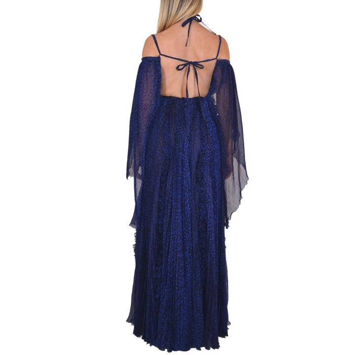 Blue Silk Ball Cape Gown