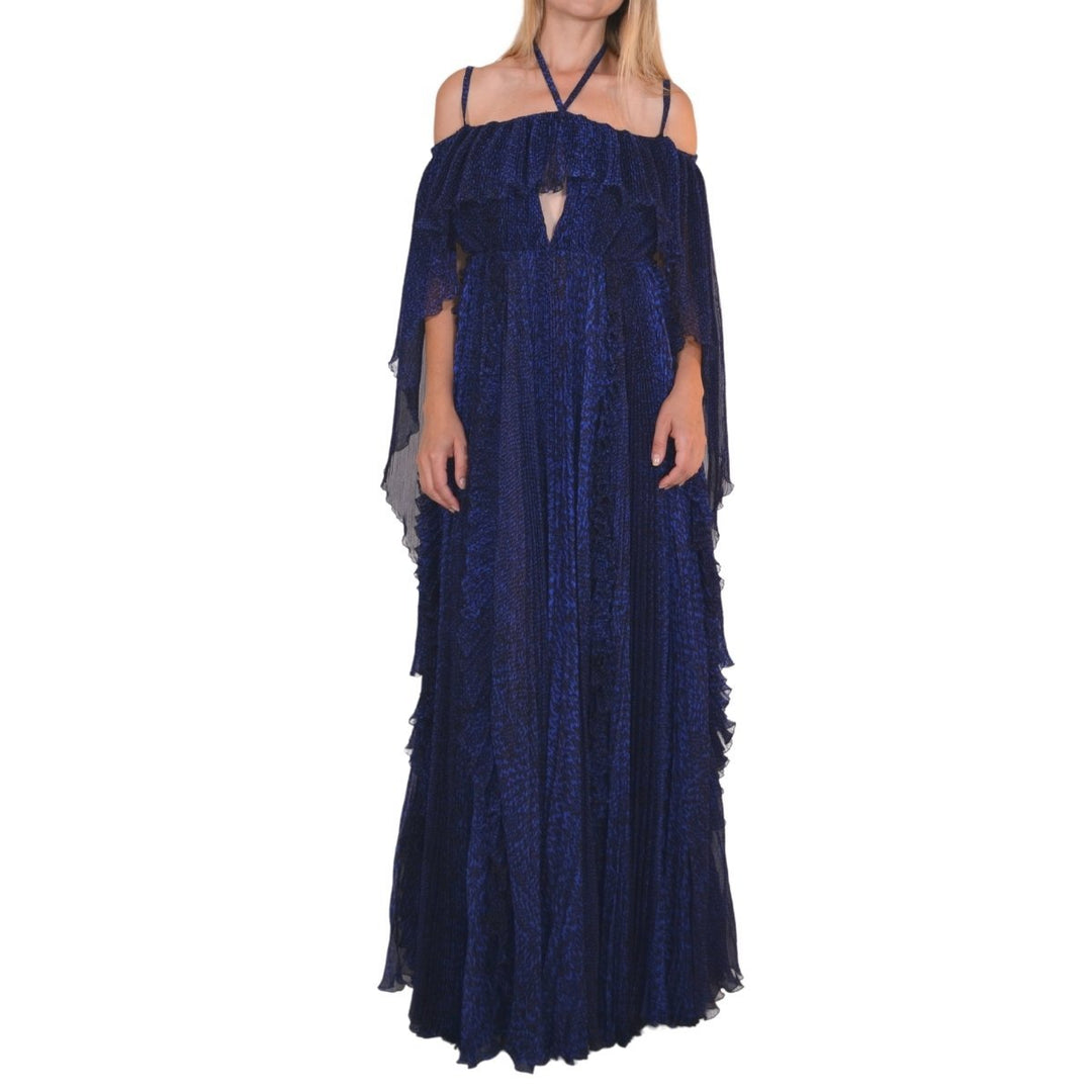 Blue Silk Ball Cape Gown