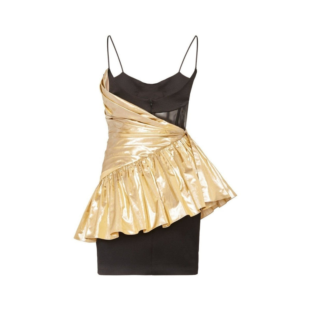 Draped Metallic Silk And Crepe Mini Dress