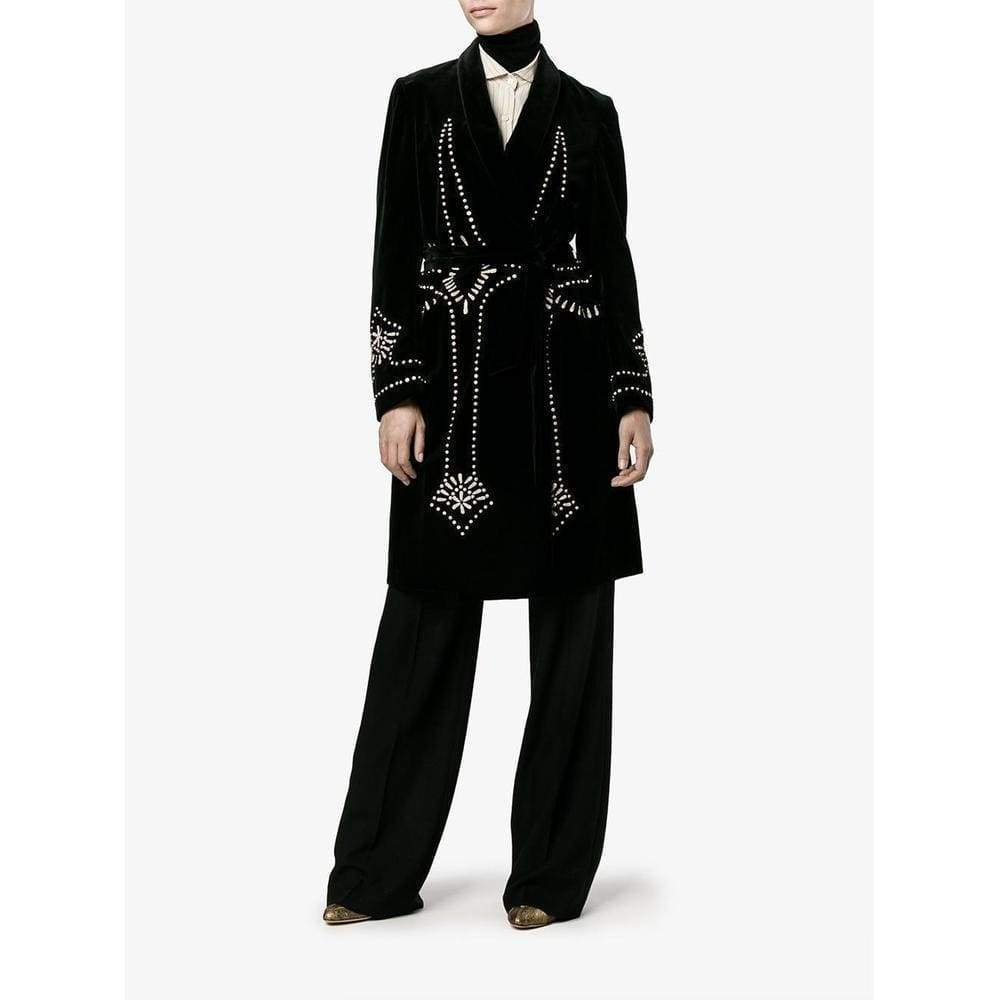 Ravik Black Sequin Embroidered Robe Coat