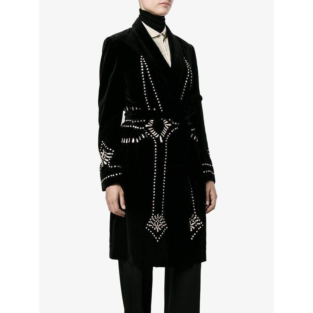 Ravik Black Sequin Embroidered Robe Coat