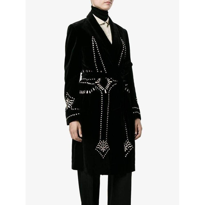 Ravik Black Sequin Embroidered Robe Coat