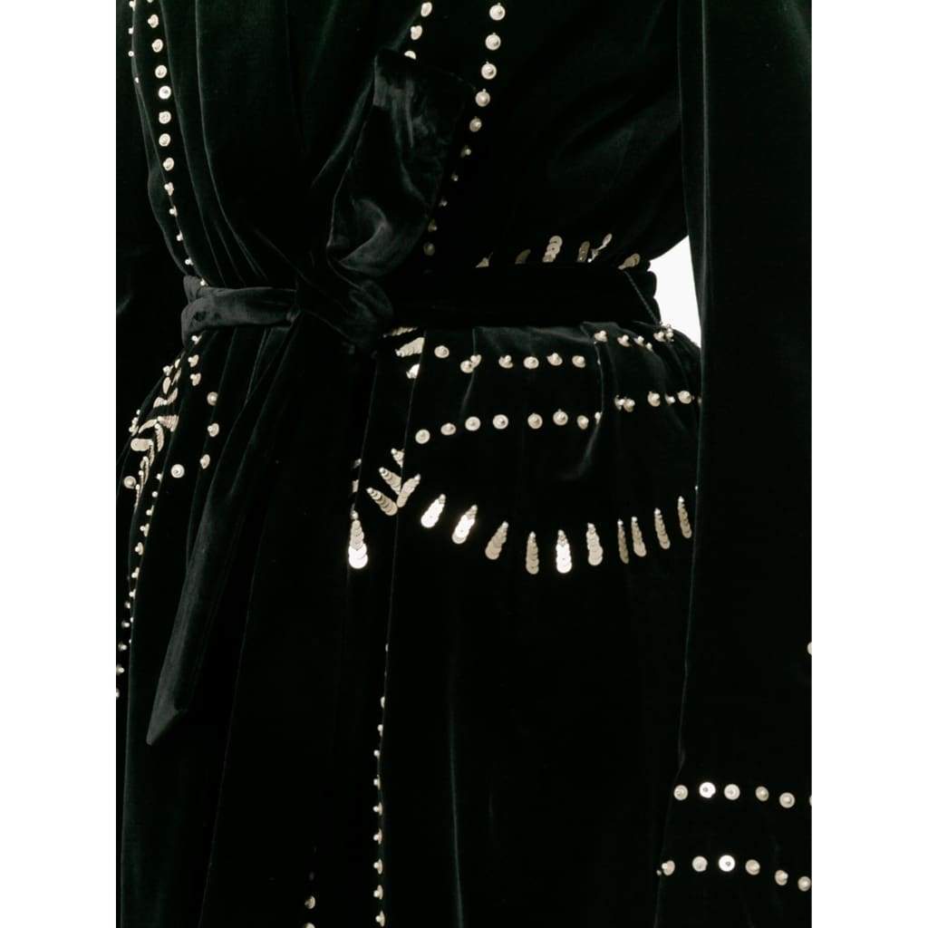 Ravik Black Sequin Embroidered Robe Coat