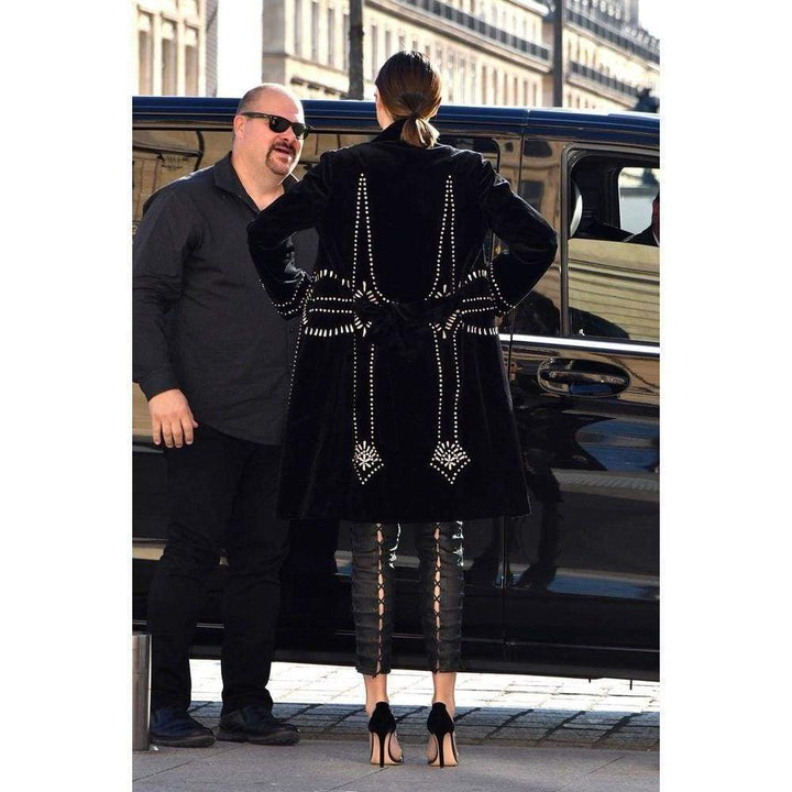 Ravik Black Sequin Embroidered Robe Coat