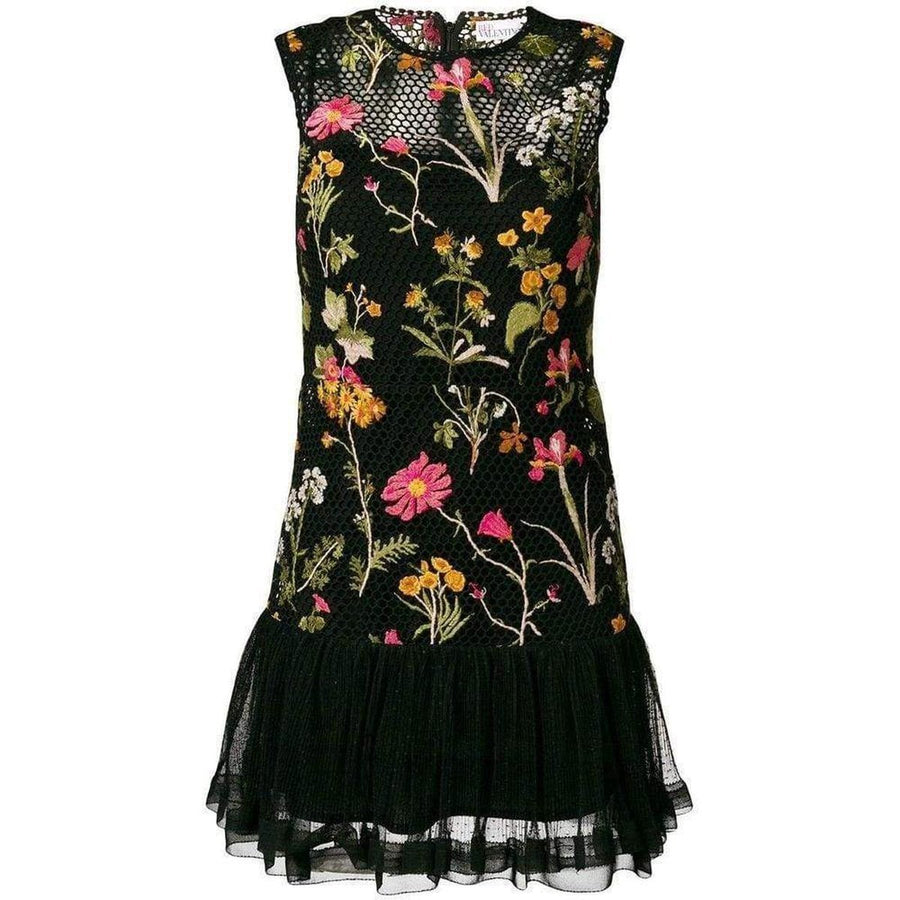 Red Valentino-Embroidered Flower Lace Dress - Runway Catalog