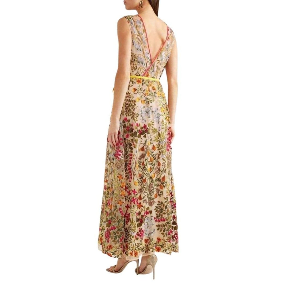 Embroidered Tulle Maxi Dress