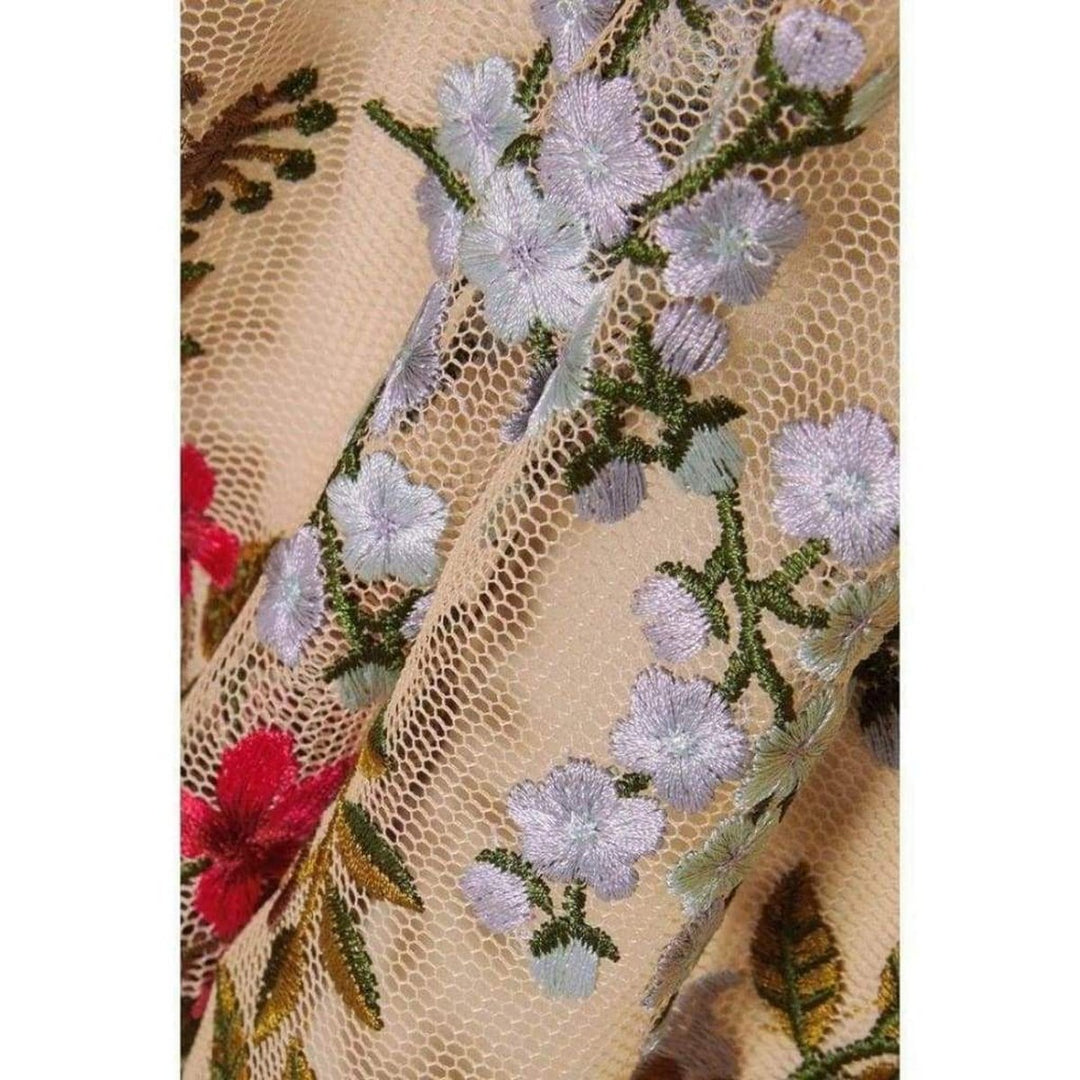 Embroidered Tulle Maxi Dress