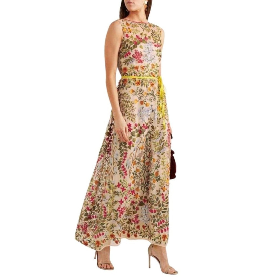 Embroidered Tulle Maxi Dress