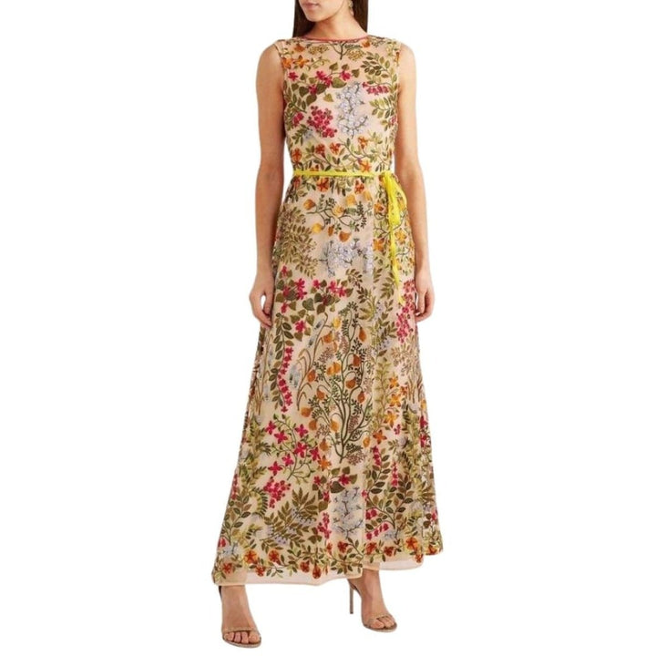 Embroidered Tulle Maxi Dress