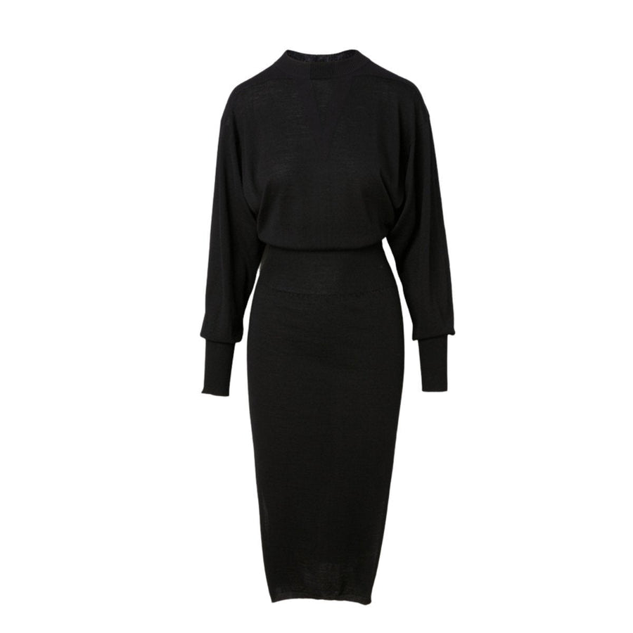 Rick Owens-Wool-Blend Mockneck Midi Dress - Runway Catalog
