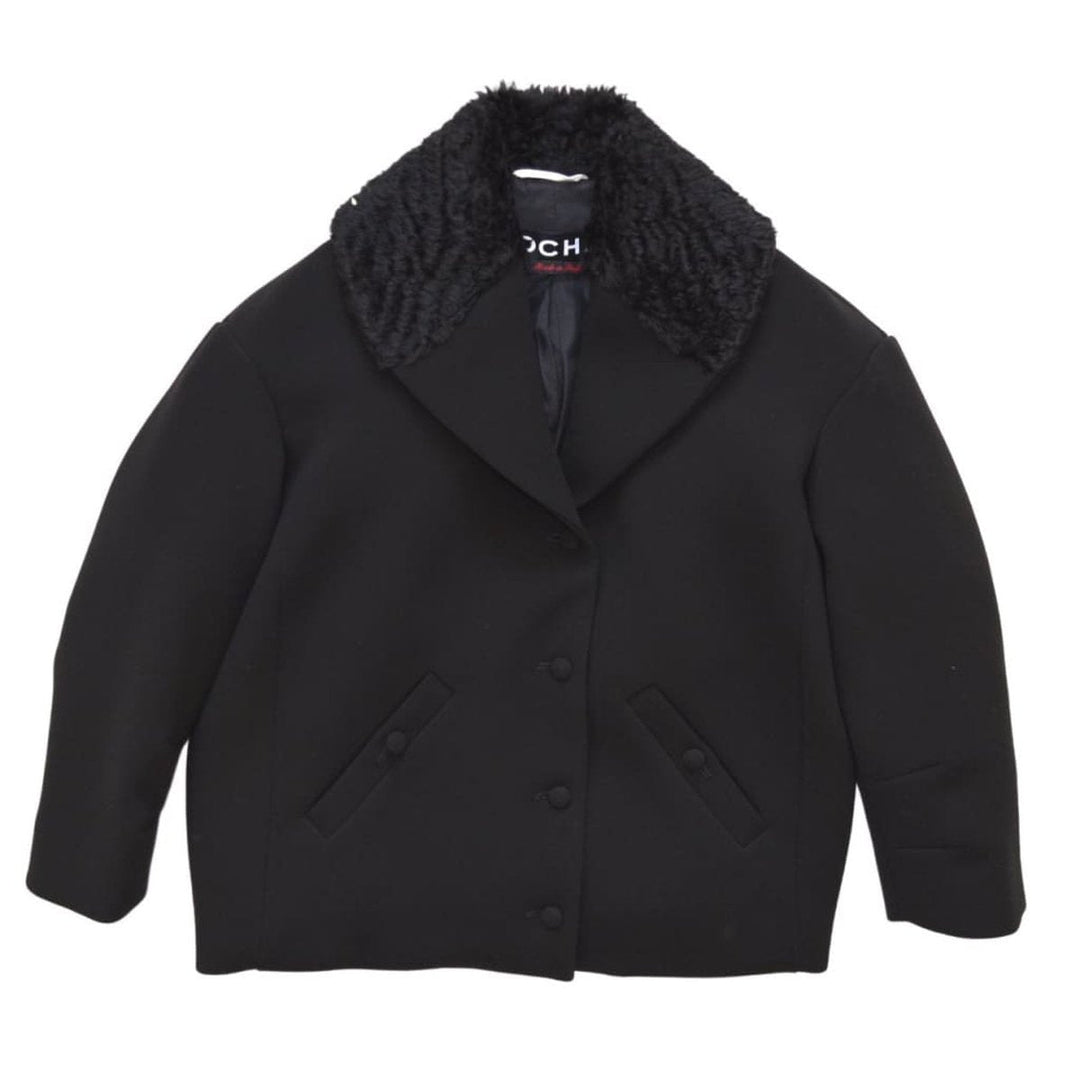 Rochas-Black Fur Astrakan Collar Jacket - Runway Catalog