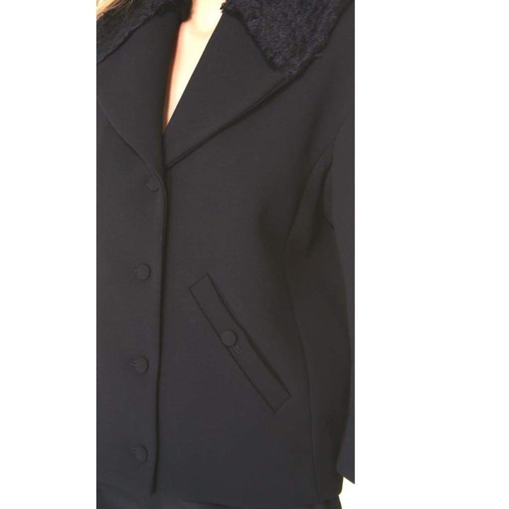 Black Fur Astrakan Collar Jacket