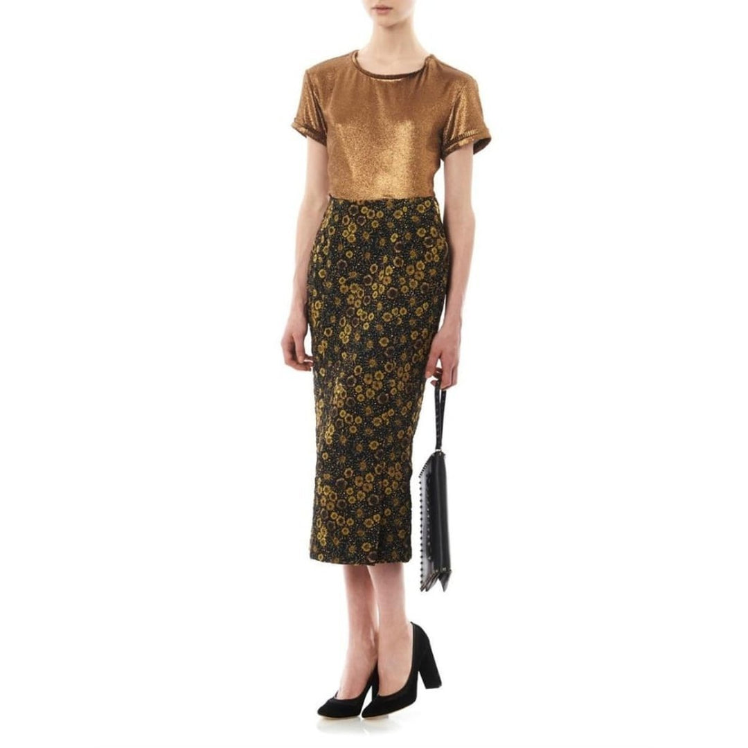 Floral Jacquard Pencil Skirt