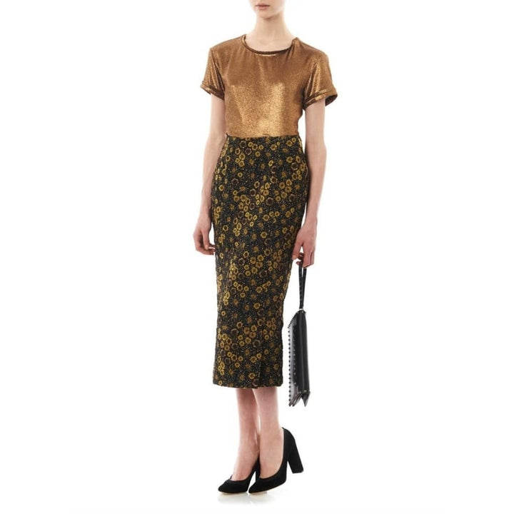 Floral Jacquard Pencil Skirt