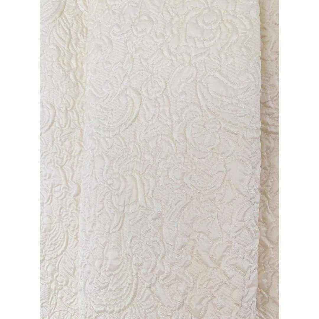 Knee Length White Jacquard Skirt