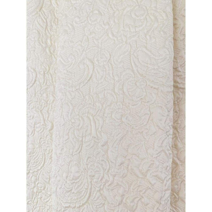 Knee Length White Jacquard Skirt