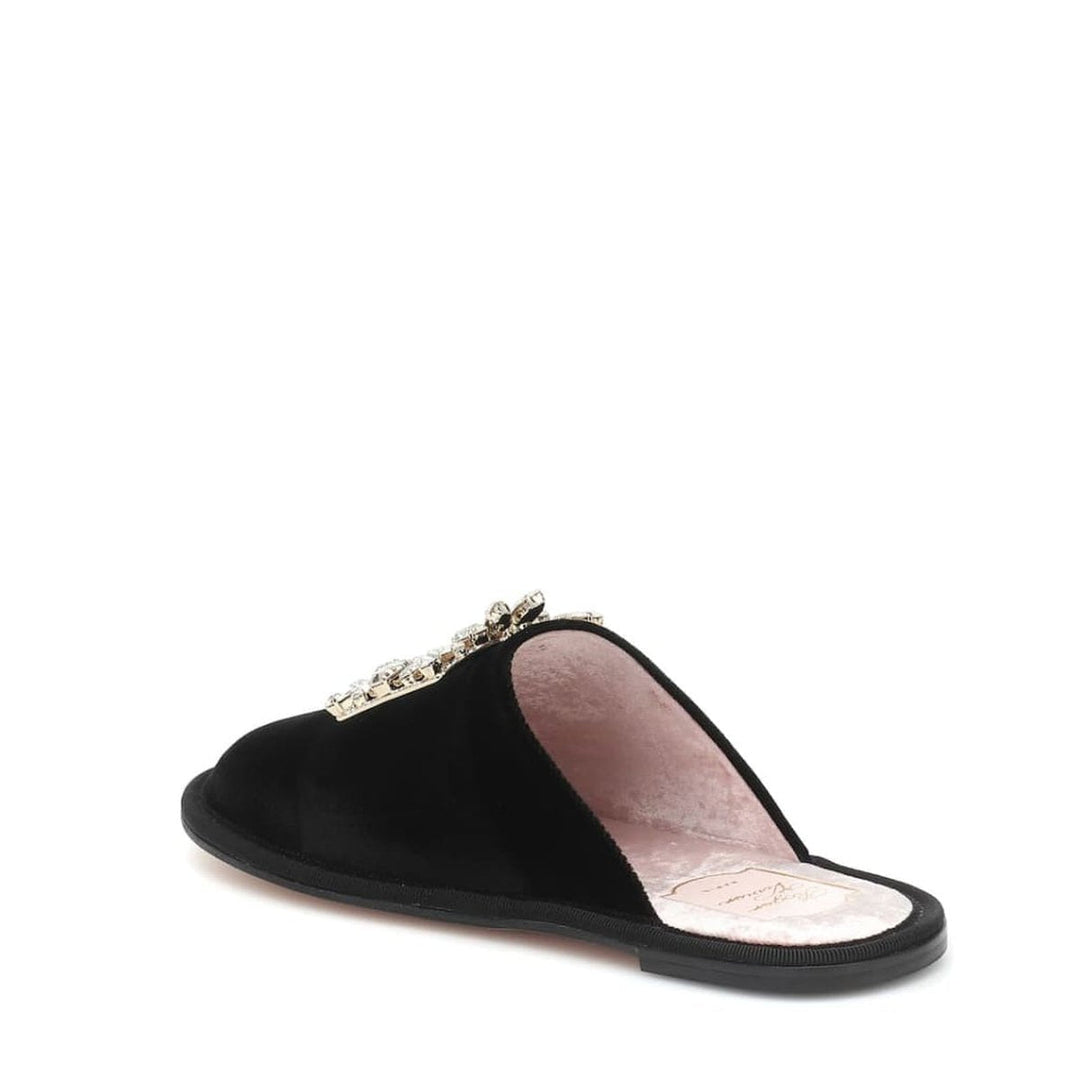 Hotel Vivier Crystal-buckle Velvet Slippers