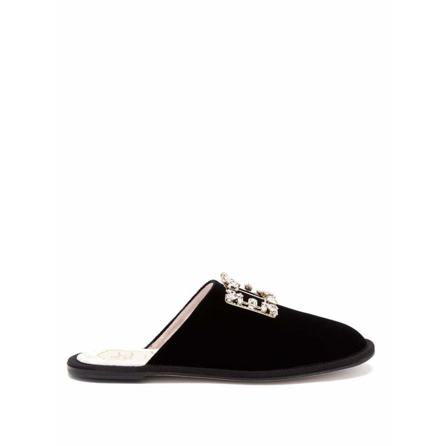 Roger Vivier-Hotel Vivier Crystal-buckle Velvet Slippers - Runway Catalog