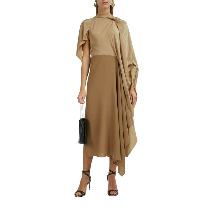 Calhern Asymmetric Wool-Crepe Dress