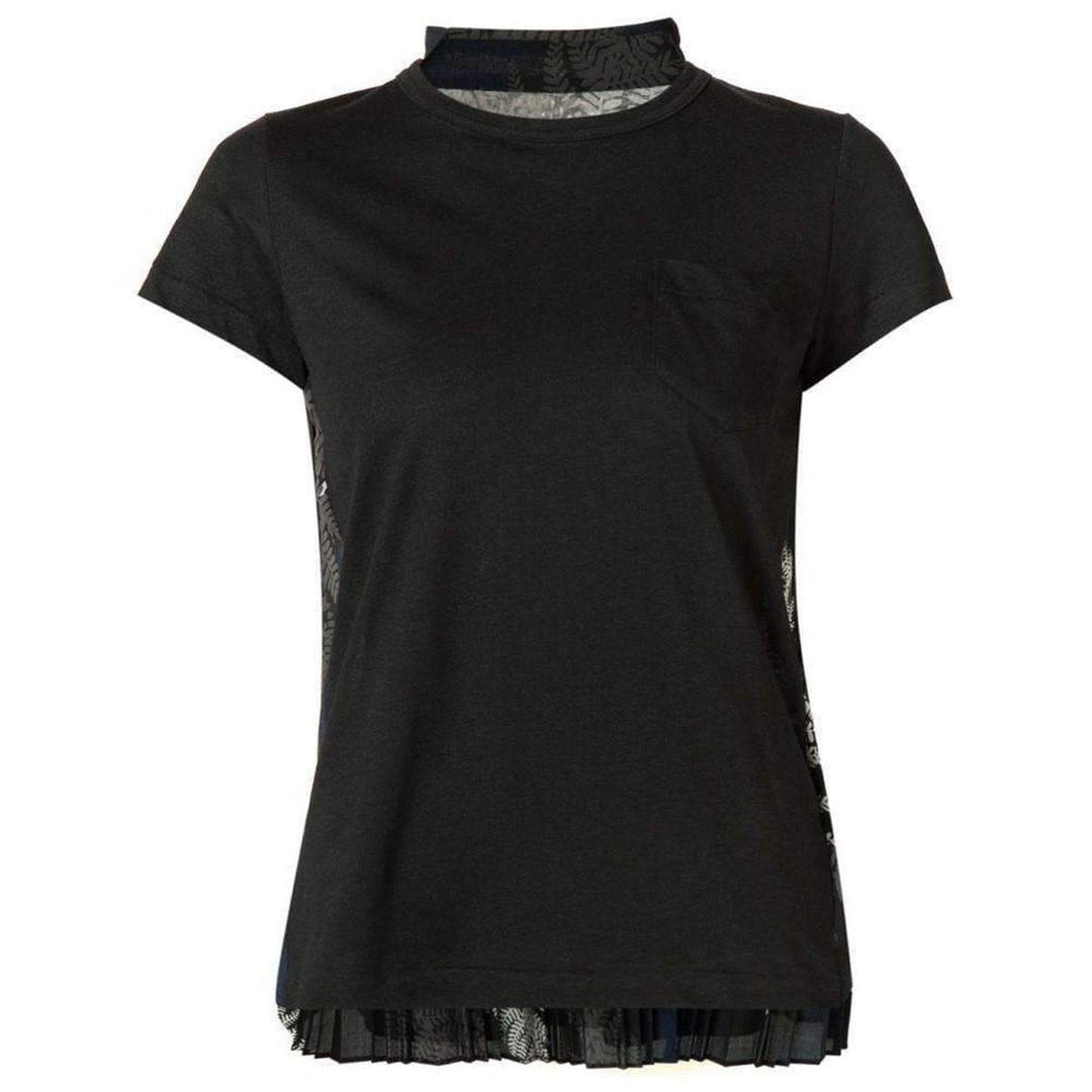 Sacai-Back Pleat Black T-shirt - Runway Catalog
