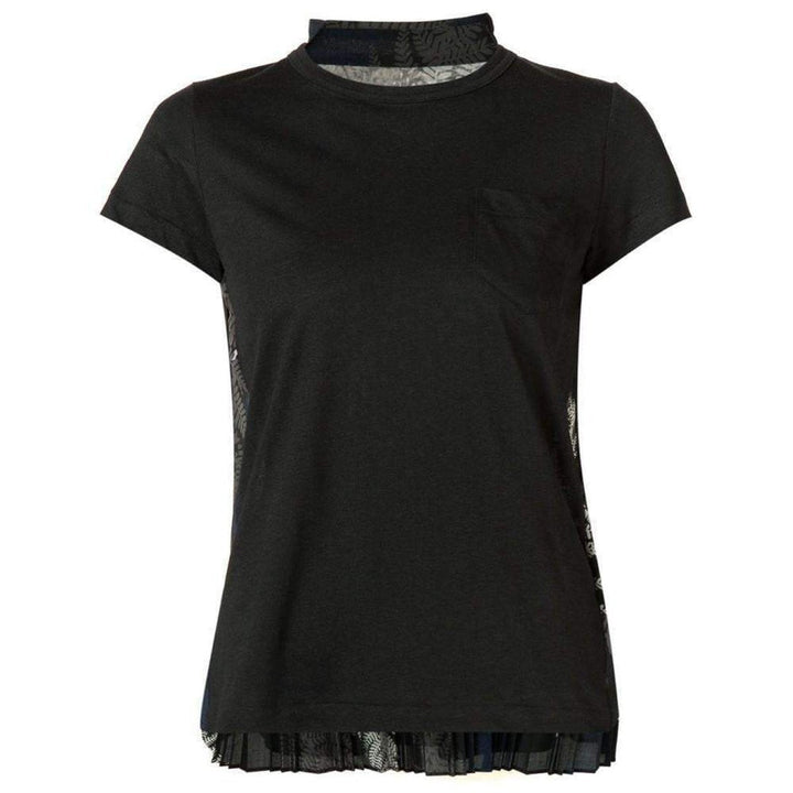 Sacai-Back Pleat Black T-shirt - Runway Catalog