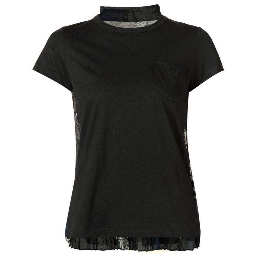 Sacai-Back Pleat Black T-shirt - Runway Catalog