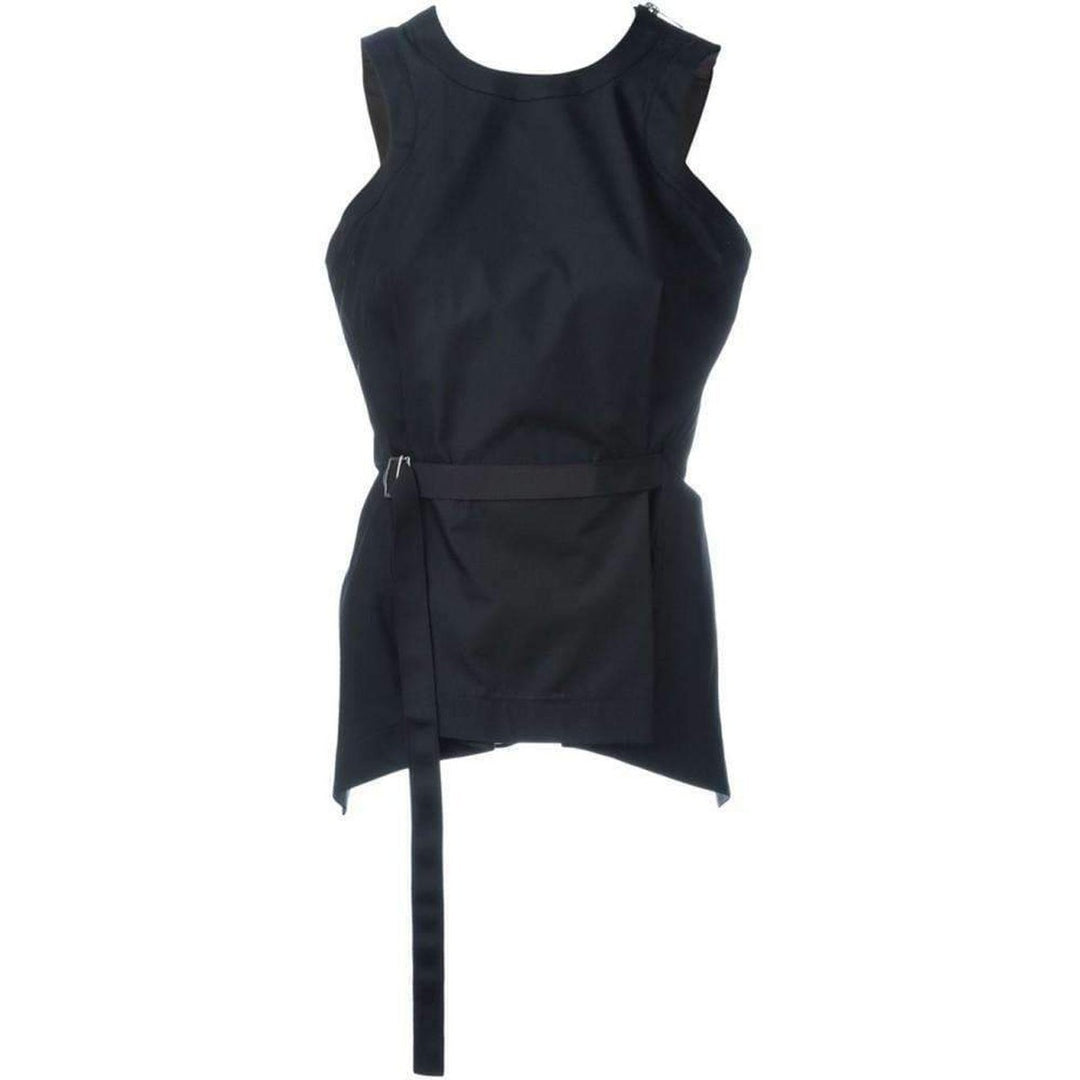 Sacai-Black Belted Front Top - Runway Catalog