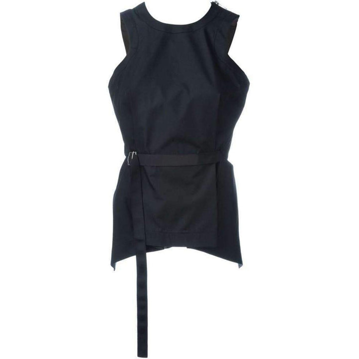 Sacai-Black Belted Front Top - Runway Catalog