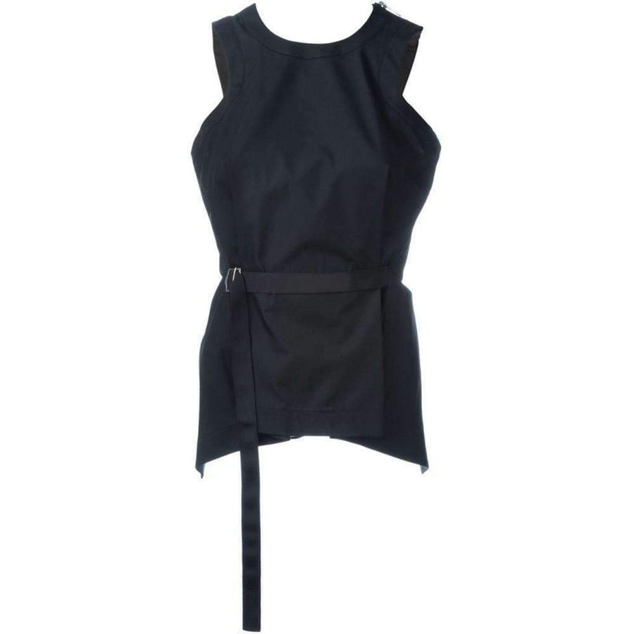 Sacai-Black Belted Front Top - Runway Catalog