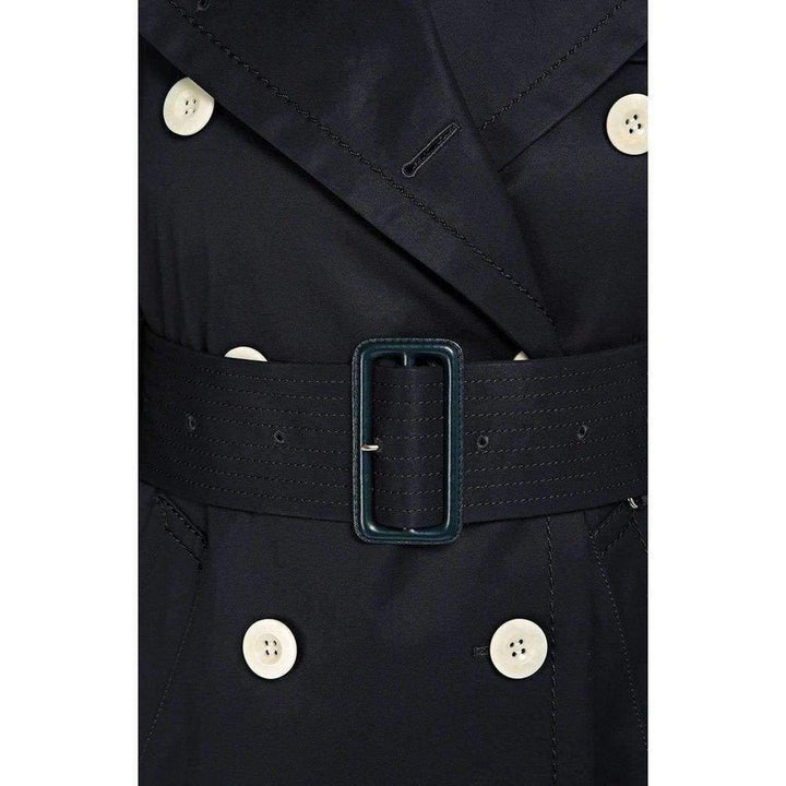 Black Double Breasted Cotton-twill Trench Coat