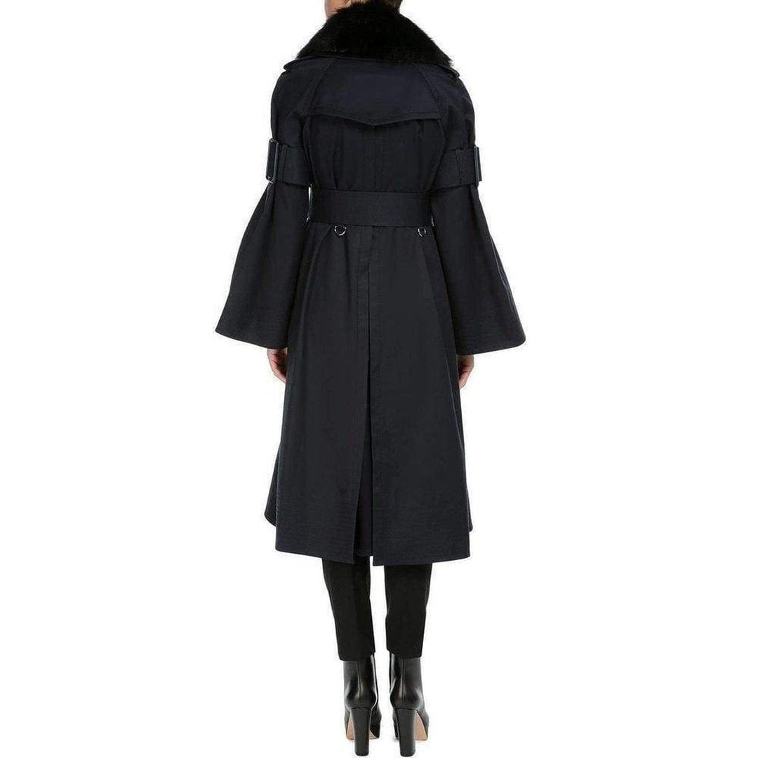 Black Double Breasted Cotton-twill Trench Coat